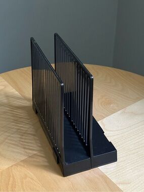 2-Interlocking Black Acrylic Eldon Office Memo Letter Desk Add-A-File Pieces
